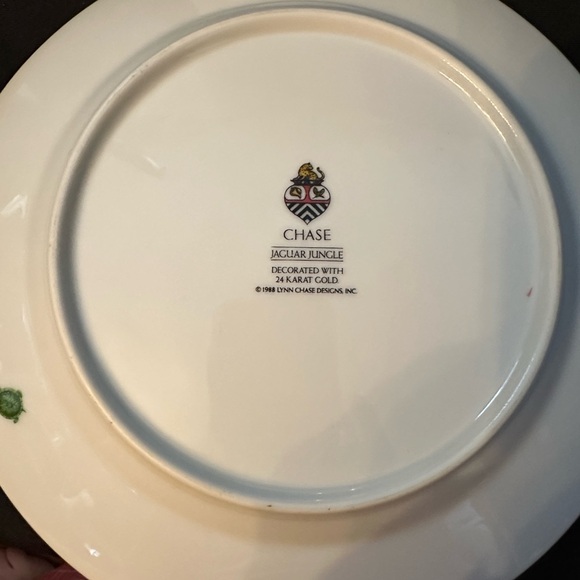 3 pc Lynn Chase Jaguar Jungle Plates with 24K Gold Detailing 8” - Picture 4 of 4